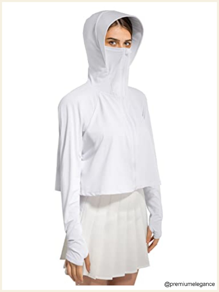 Upf 50+ Sun Protection Jacket Lightweight Zip Up Hoodie With Face Mask